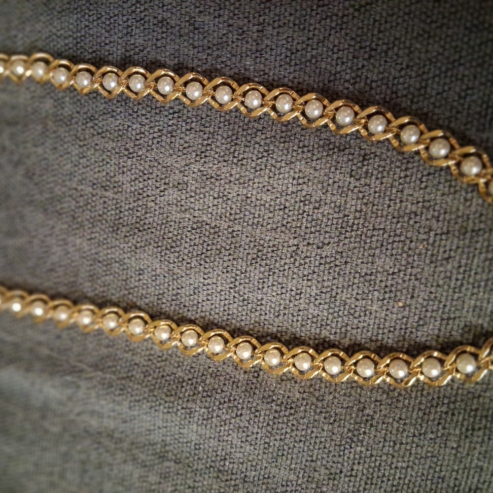 Monet Gold and Cream Necklace with Intricate Design